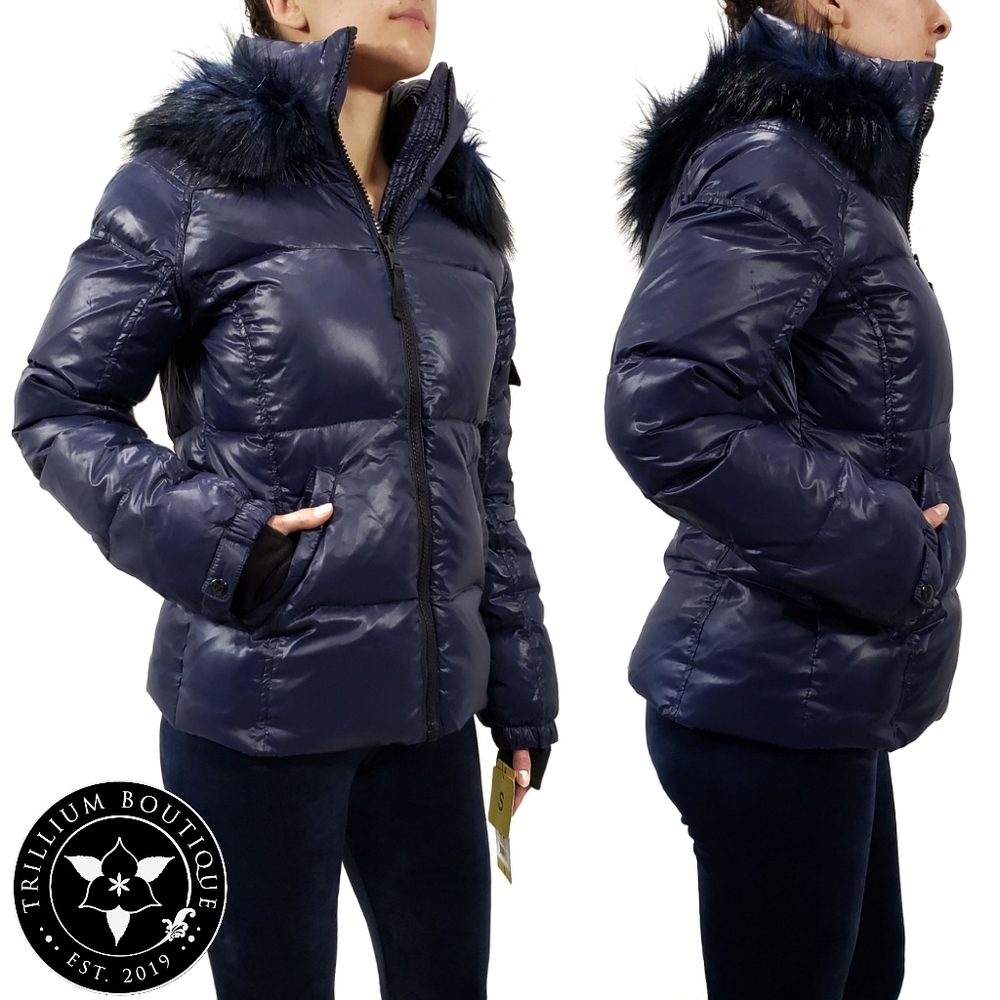 S13 Women's Kylie Down Faux Fur Trim Puffer Jacket - Picture 1 of 8
